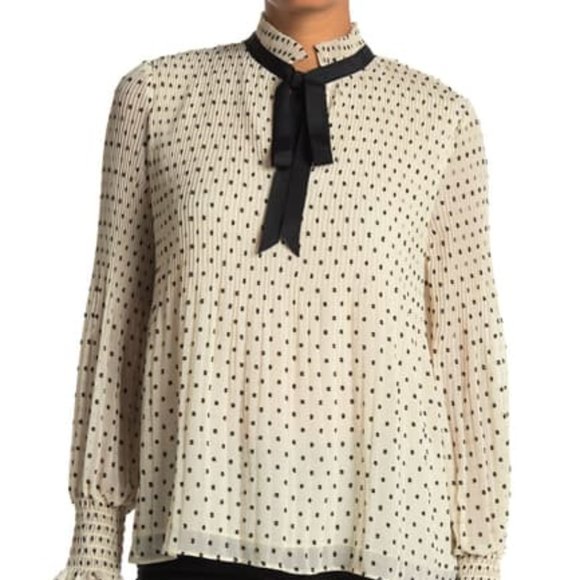 Max Studio pale cream pleaded blouse - Picture 9 of 10